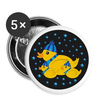 Drei Enten im Winter mit Sternen. - Buttons groß 56 mm (5er Pack) - Weiß - Vorne