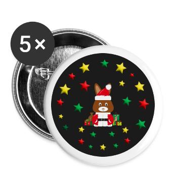 Nikolaus mit Sternen und Geschenken. - Buttons groß 56 mm (5er Pack) - Weiß - Vorne