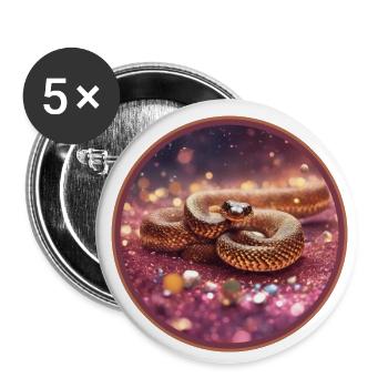 Schlange in Glitzer - Buttons groß 56 mm (5er Pack) - Weiß - Vorne