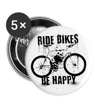 Faites du vélo et soyez heureux Cyclisme Hobby Sports - Lot de 5 grands badges (56 mm) - blanc - Devant