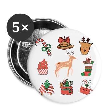 Happy Christmas Wishing you joy and peace this sea - Buttons large 2.2''/56 mm (5-pack) - white - Front