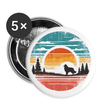 Australian Shepherd Vintage Sunset - Buttons large 2.2''/56 mm (5-pack) - white - Front