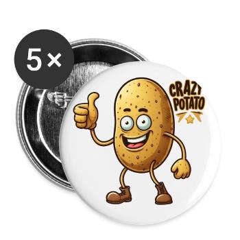 Crazy Veggies: Potato thumbs up - Buttons groß 56 mm (5er Pack) - Weiß - Vorne