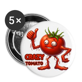 Crazy Veggies: Horror Tomato and Thumbs Up - Buttons groß 56 mm (5er Pack) - Weiß - Vorne