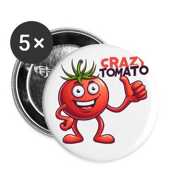 Crazy Veggies: Tomato with Thumbs Up - Buttons groß 56 mm (5er Pack) - Weiß - Vorne