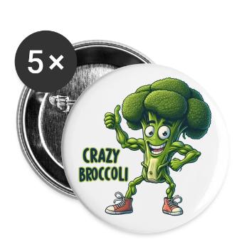 Légumes fous : Brocoli Calisthenics Pro Thumbs Up - Lot de 5 grands badges (56 mm) - blanc - Devant
