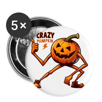 Crazy Veggies: Pumpkin Poser - Buttons groß 56 mm (5er Pack) - Weiß - Vorne