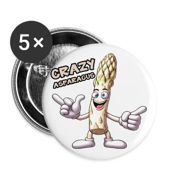 Crazy Veggies: Asparagus Pro Thumbs Up - Buttons groß 56 mm (5er Pack) - Weiß - Vorne