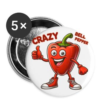 Crazy Veggies: Bell Pepper With Thumbs Up - Buttons large 2.2''/56 mm (5-pack) - white - Front