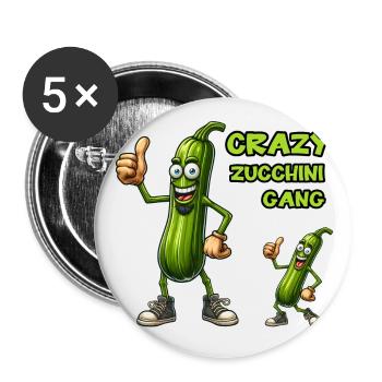 Crazy Veggies: Zucchini Gang Thumbs Up - Buttons groß 56 mm (5er Pack) - Weiß - Vorne