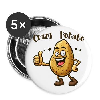Crazy Veggies: Potato thumbs up - Buttons groß 56 mm (5er Pack) - Weiß - Vorne