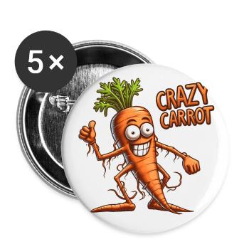 Crazy Veggies: Carrot Thumbs Up - Buttons groß 56 mm (5er Pack) - Weiß - Vorne