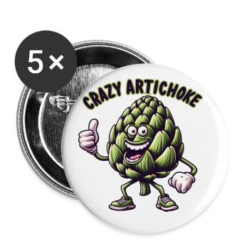 Crazy Veggies: Artichoke Thumbs Up - Buttons large 2.2''/56 mm (5-pack) - white - Front
