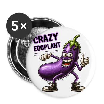 Crazy Veggies: Hairy Eggplant Thumbs Up - Buttons groß 56 mm (5er Pack) - Weiß - Vorne