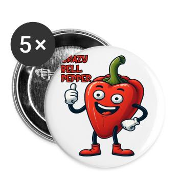 Crazy Veggies: Bell Pepper With Thumbs Up - Buttons groß 56 mm (5er Pack) - Weiß - Vorne