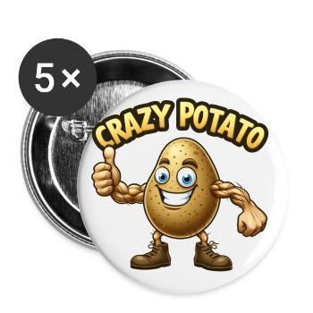 Crazy Veggies: Potato Body Builder Thumbs Up - Buttons groß 56 mm (5er Pack) - Weiß - Vorne