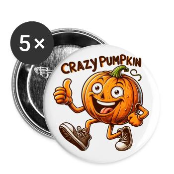 Crazy Veggies: Sweating Pumpkin - Buttons large 2.2''/56 mm (5-pack) - white - Front
