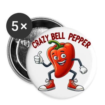 Crazy Veggies: Bell Pepper With Thumbs Up - Buttons groß 56 mm (5er Pack) - Weiß - Vorne