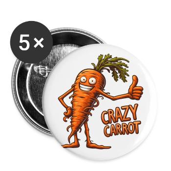 Crazy Veggies: Carrot Thumbs Up - Buttons groß 56 mm (5er Pack) - Weiß - Vorne