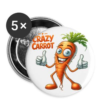 Crazy Veggies: Young Carrot Thumbs Up - Buttons large 2.2''/56 mm (5-pack) - white - Front