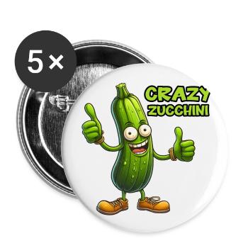 Crazy Veggies: Zucchini Thumbs Up - Buttons groß 56 mm (5er Pack) - Weiß - Vorne
