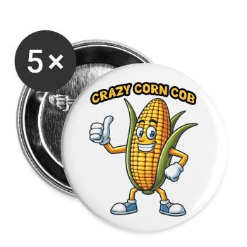 Crazy Veggies: Corn Cob Thumbs Up - Buttons groß 56 mm (5er Pack) - Weiß - Vorne