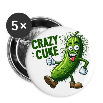 Légumes fous poilus Cuke pouces vers le haut - Lot de 5 grands badges (56 mm) - blanc - Devant
