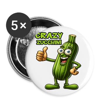 Crazy Veggies: Zucchini Thumbs Up - Buttons groß 56 mm (5er Pack) - Weiß - Vorne
