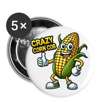 Crazy Veggies: Corn Cob Thumbs Up - Buttons groß 56 mm (5er Pack) - Weiß - Vorne