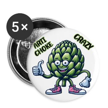Crazy Veggies: Artichoke Gang Thumbs Up - Buttons large 2.2''/56 mm (5-pack) - white - Front