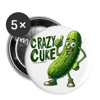 Crazy Veggies: Spiky Cuke Thumbs Up - Buttons large 2.2''/56 mm (5-pack) - white - Front
