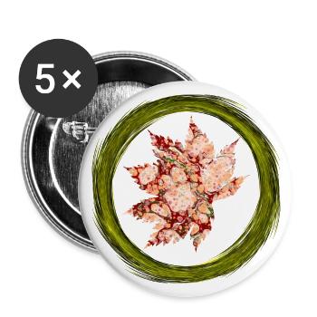 herbst blatt e 214 - Buttons groß 56 mm (5er Pack) - Weiß - Vorne