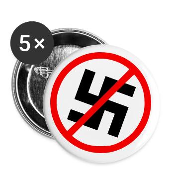 Contre le symbole de la croix gammée nazie - Lot de 5 grands badges (56 mm) - blanc - Devant