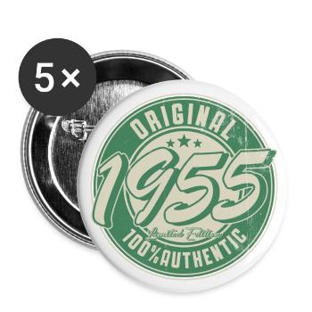 Original 1955 Vintage Jahrgang Geburtstag Geschenk - Buttons groß 56 mm (5er Pack) - Weiß - Vorne