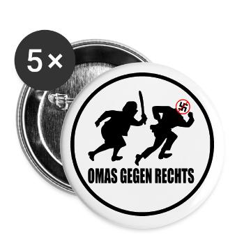 Omas gegen rechts - Buttons groß 56 mm (5er Pack) - Weiß - Vorne