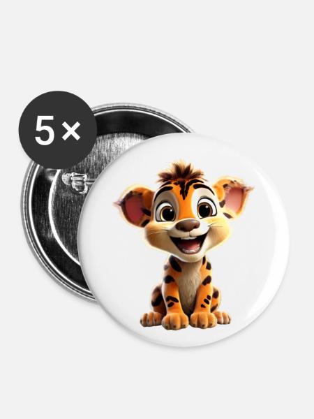 Merry Lion Cub - Buttons large 2.2''/56 mm (5-pack) - white