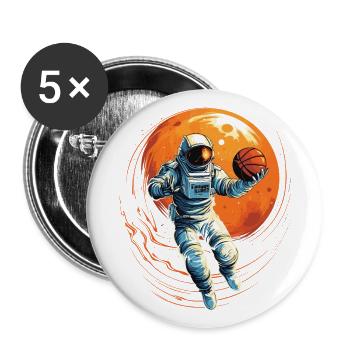 Astronaut basketball player in space, comic book illustration - Buttons large 2.2''/56 mm (5-pack) - white - Front