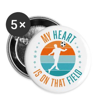 Fußball Leidenschaft - Buttons groß 56 mm (5er Pack) - Weiß - Vorne