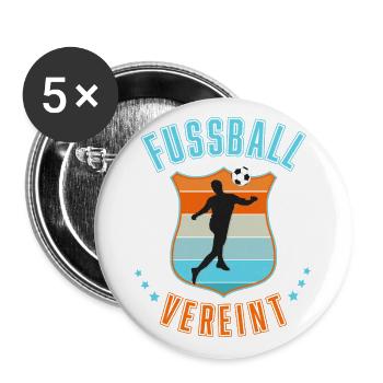 Fußball - Buttons groß 56 mm (5er Pack) - Weiß - Vorne
