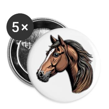 Portrait of a beautiful horse - Buttons large 2.2''/56 mm (5-pack) - white - Front