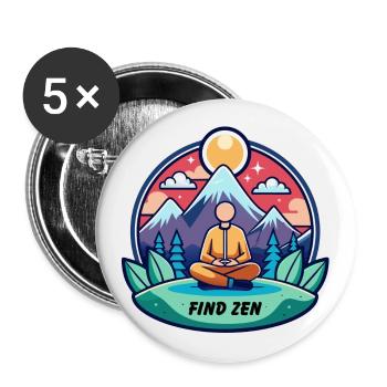 Zen-Meditation in der Natur Design - Buttons groß 56 mm (5er Pack) - Weiß - Vorne