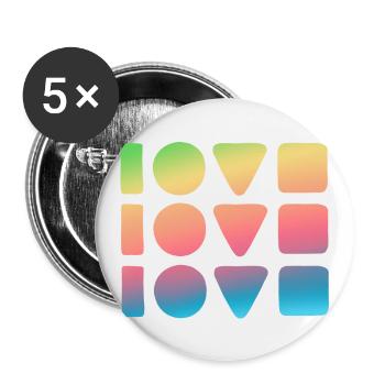 3x Love - Buttons large 2.2''/56 mm (5-pack) - white - Front