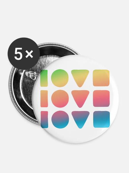 3x Love - Buttons large 2.2''/56 mm (5-pack) - white