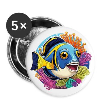 Colorful coral fish and sea anemones - Buttons large 2.2''/56 mm (5-pack) - white - Front