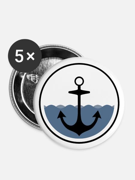 Anker Logo - Buttons groß 56 mm (5er Pack) - Weiß