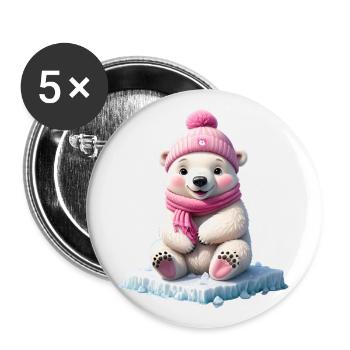 Polar bear - Buttons large 2.2''/56 mm (5-pack) - white - Front