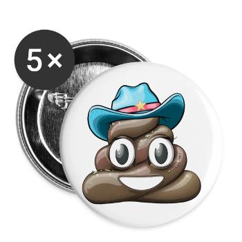 Cow Boy Haufen Kacke ab - Buttons groß 56 mm (5er Pack) - Weiß - Vorne