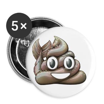 Meerjungfrau Haufen Kacke - Buttons groß 56 mm (5er Pack) - Weiß - Vorne