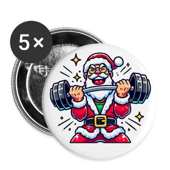 Levage du Père Noël - Lot de 5 grands badges (56 mm) - blanc - Devant