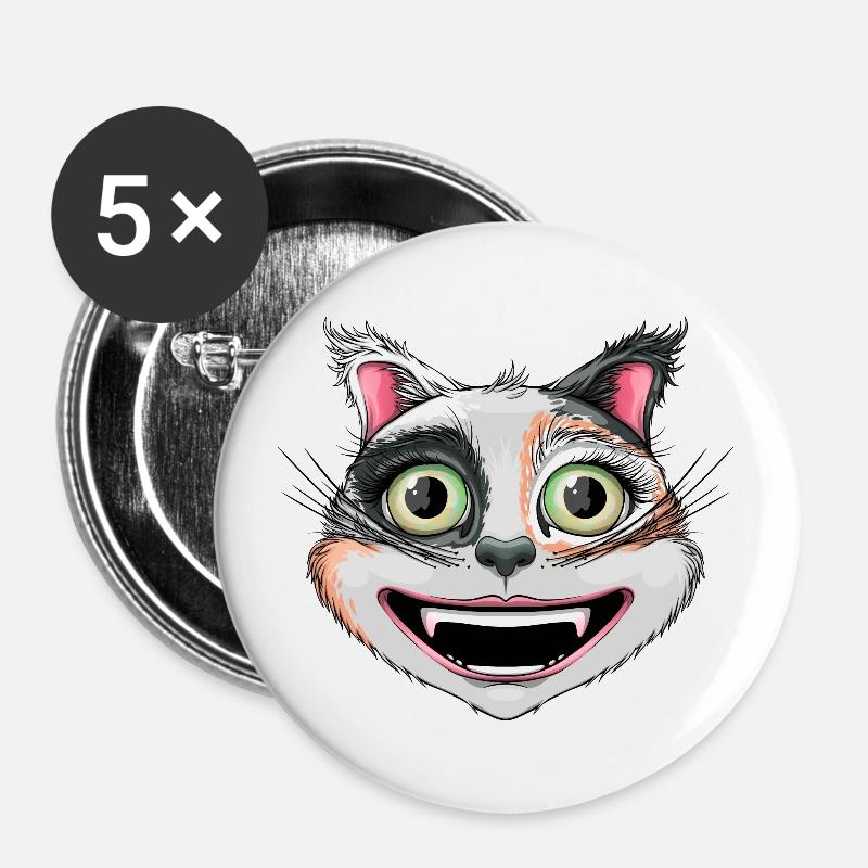 happy calico cat - Buttons large 2.2''/56 mm (5-pack) - white